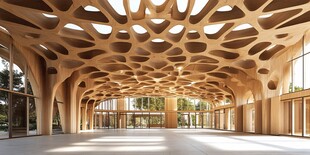 木质镂空结构的梦幻大厅