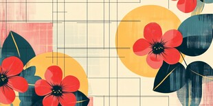 花卉几何图案背景插画
