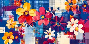 多彩花卉拼接艺术图案