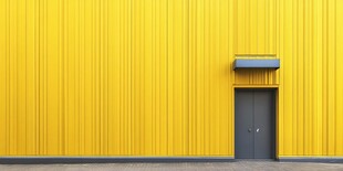 黄色建筑外墙与灰色门