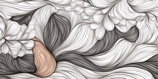 黑白花卉纹理与木质元素