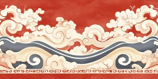 中式传统云纹波浪装饰图案