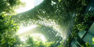 未来感绿植环绕的奇幻建筑