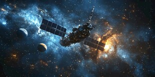 太空中的卫星与星球景象