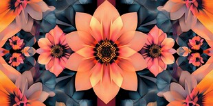 绚丽花卉对称抽象艺术图案