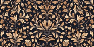 黑金花卉复古精美无缝图案