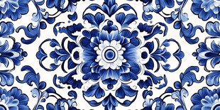 蓝白花卉中式传统图案