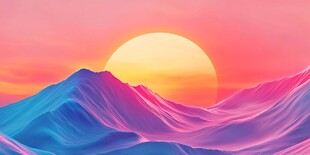 梦幻晚霞下的壮丽山脉