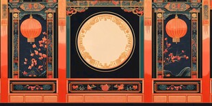 中式古典屏风装饰背景图