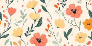 清新花卉无缝图案背景