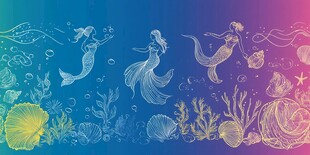 梦幻美人鱼海洋插画背景