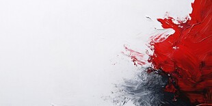 红墨泼洒于纯白背景之上