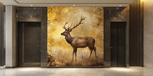 大厅麋鹿壁画 尽显大气