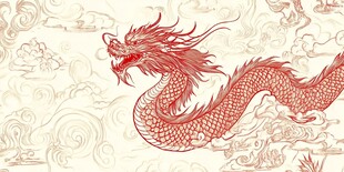中式红龙祥云古典图案