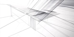 线条勾勒的抽象建筑空间