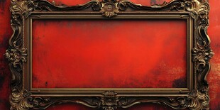 复古金框中的艳红背景
