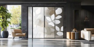 现代简约风带花纹玻璃隔断