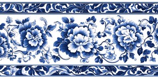 青花瓷牡丹花纹饰图案