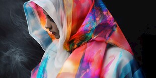 彩色幻纱蒙面的神秘人物