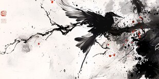 墨韵飞鸟 中式写意画面