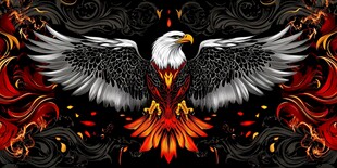 火焰环绕的展翅雄鹰