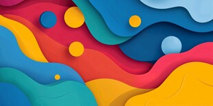 多彩波浪抽象几何图案