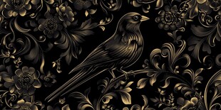 黑金花鸟奢华图案背景