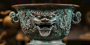 青铜兽面纹双耳鼎