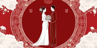 中式婚礼新人浪漫相依