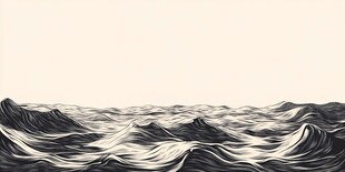 黑白海浪景观图