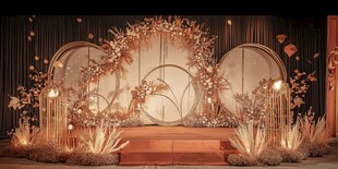 梦幻金色系婚礼舞台布置