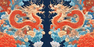 双龙戏珠中式祥瑞图案