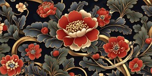 中式繁花锦簇国风花纹图