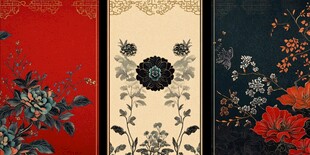 中式传统花卉纹样壁纸