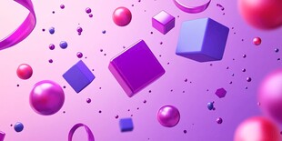 梦幻紫色几何元素飘浮画面