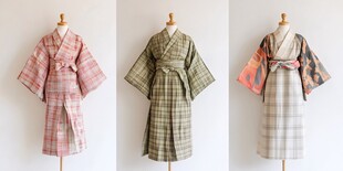 三件精美传统日式和服展示