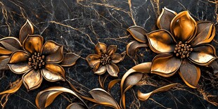 黑金浮雕花朵装饰图案