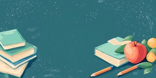 书本水果插画 清新学习氛围