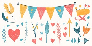 可爱手绘装饰元素集合