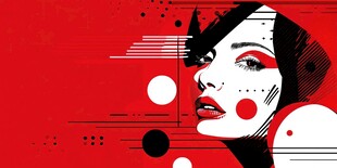 时尚几何风女性艺术插画