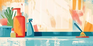 窗台上的清洁用品