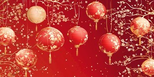 喜庆红灯笼装点吉祥背景