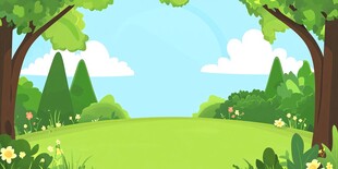 清新夏日户外绿地风景图