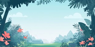 热带丛林风光插画