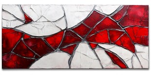 红白色碎瓷片拼接艺术画