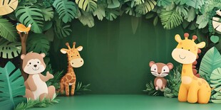 丛林动物玩偶布景