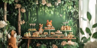 森林主题精致甜品派对场景