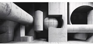 抽象几何混凝土建筑空间