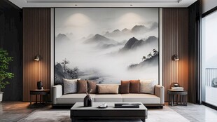 中式客厅的山水诗意氛围