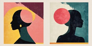 双女性剪影抽象艺术画作